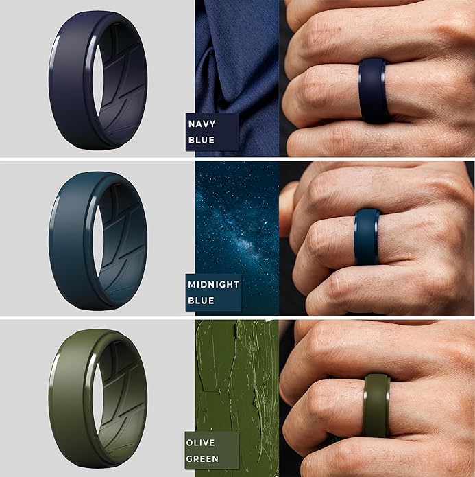 ThunderFit Men's Silicone Rings 10mm Wide 2.5mm Thick Rubber Bands, Breathable, Variety Multipack 1-10