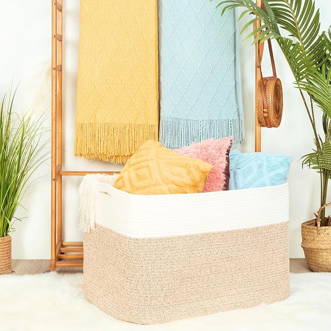 112L Extra Large Blanket Basket Holder Living Room, Pool Towels, Dog Toy - Image 2