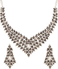 Touchstone Indian Bollywood Tinsel Town Traditional Western Taste Studded Diamond Look Rhinestones Designer Bridal Jewelry Necklace Set for Women
