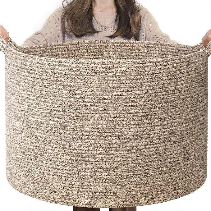 INDRESSME XXXLarge Woven Wicker Blanket Basket Living Room, 90L | 21.7" x 13.8" by INDRESSME