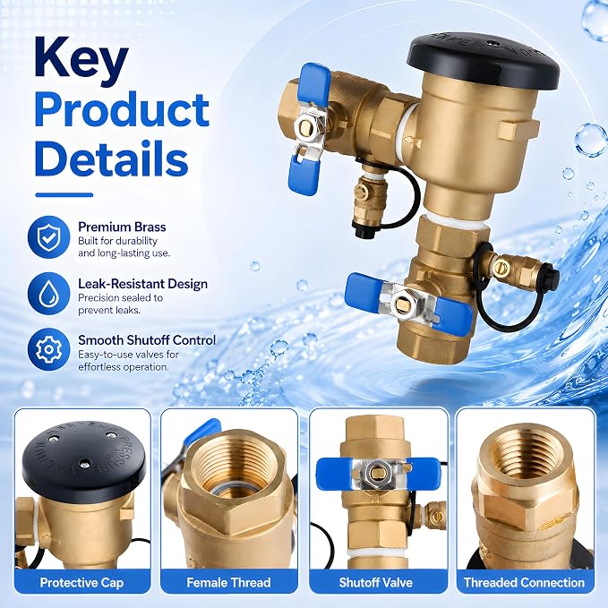 4 Pack 1 Inch Backflow Preventer, Pressure Vacuum Breaker Assembly, Heavy Duty - Image 3