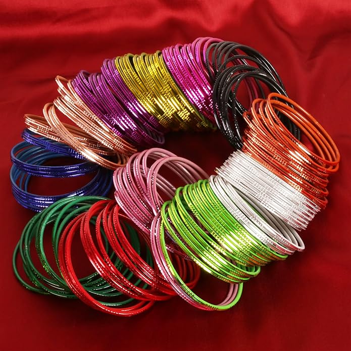 Touchstone indian bangles bracelets for women colorful churiyan set return gifts jewelry chudiya bulk pack bollywood metal bangle sets 12 textured vintage colors. Set of 144