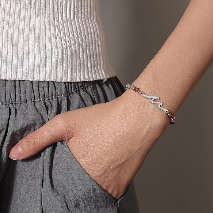TONY & SANDY Friend Gifts for Women, Unique Valentine's Day Gifts for Her, Sister Gifts from Sister, Wave Bracelet, Christmas Birthday Gifts for Women, Bestie Friendship Bracelets