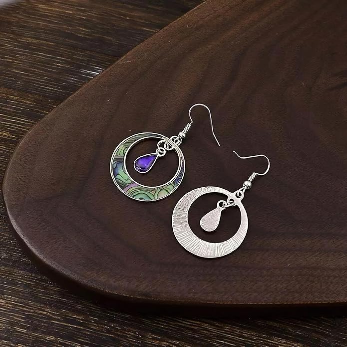 Multi-Color Gemstone Drop Earrings, Dangle Style, Hook Design