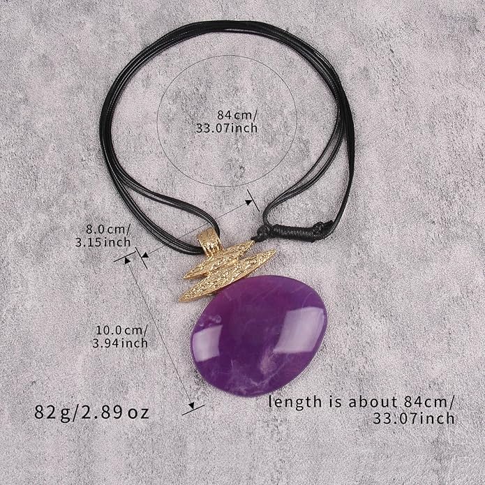 Boho Leather Necklace Women Bohemian Brown Circle Pendant Necklace Choker Long Necklaces for Women Boho Ring Large Pendant