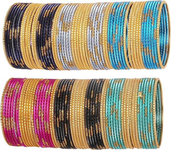 Touchstone indian bangles bracelets for women colorful churiyan set return gifts jewelry chudiya bulk pack bollywood metal bangle sets 12 textured vintage colors. Set of 144