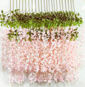 6pcs Artificial Wisteria Flowers 3.6 Feet/Piece Pink Dense Artificial Fake by HanYun