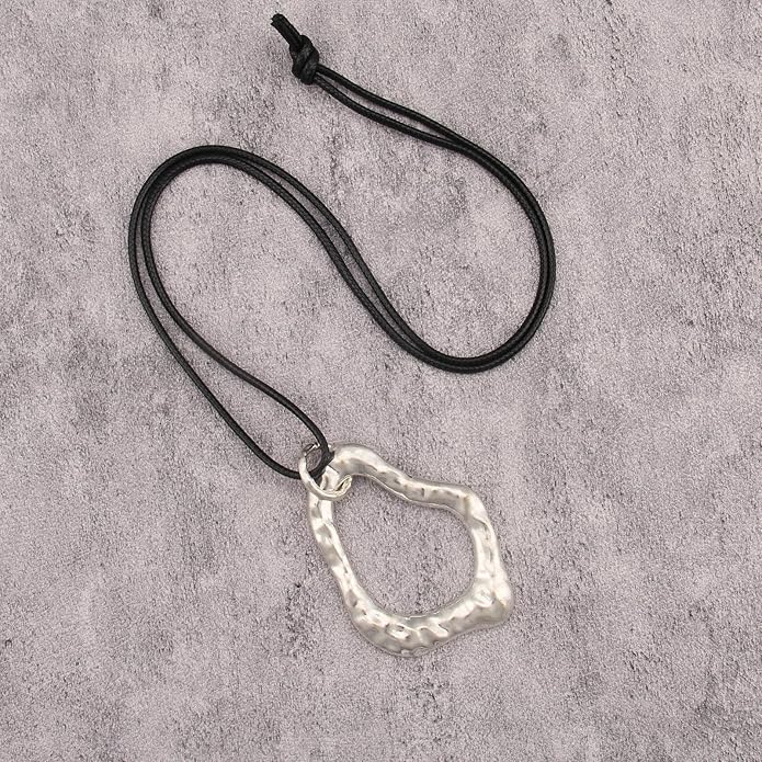 Women's Leather Long Necklace Bohemian Style Circle Retro Pendant Necklace Women's Jewelry