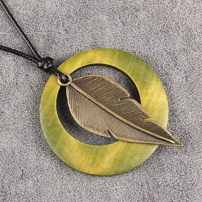 Boho Necklaces for Women Chunky Circle Necklace Layered Boho Circle Leather Choker Necklace Long Vintage Necklaces Bohemian Jewlery Gifts