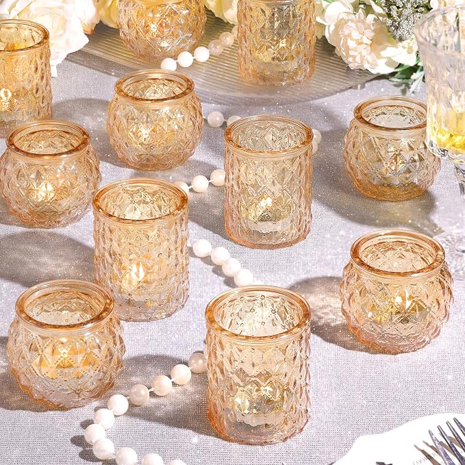 NITIME 12Pcs Assorted Gold Votive Candle Holders, Tea Light Candle Holder by NITIME