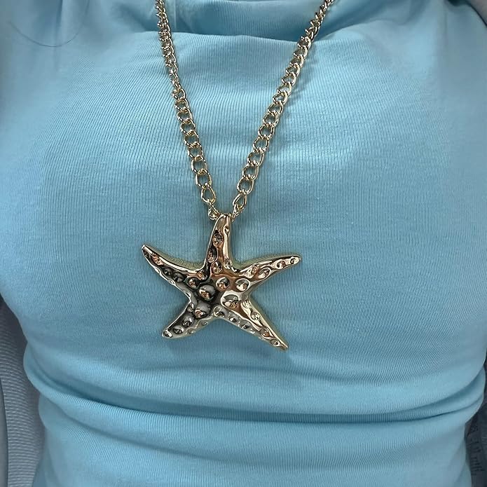 Gold Starfish Necklace for Women Dainty Starfish Pendant Necklace Summer Beach Ocean Jewelry