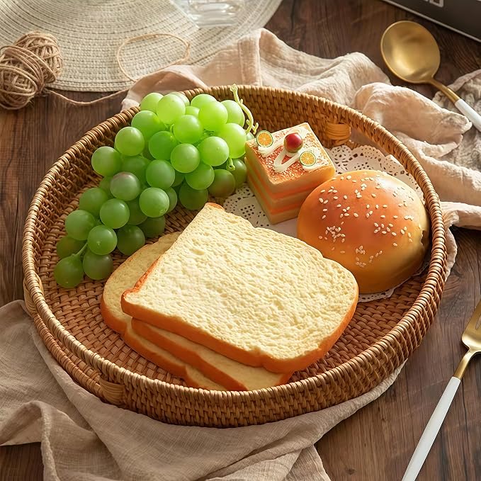 2 Pack Round Rattan Tray, Hand Woven Serving Tray - Image 7