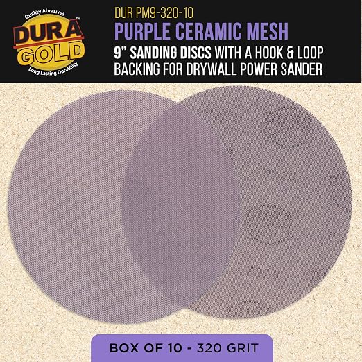 Dura-Gold Premium 320 Grit 9" Purple Ceramic Mesh Sanding Discs, Box of 10 - Image 2