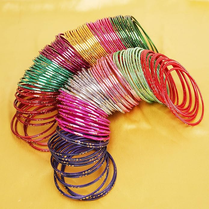 Touchstone indian bangles bracelets for women colorful churiyan set return gifts jewelry chudiya bulk pack bollywood metal bangle sets 12 textured vintage colors. Set of 144