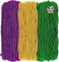 200PCS Mardi Gras Beads, 33" Bead Necklace, Mardi Gras Accessories, Purple Gold Green Party Beads Parade Throws Bulk for Christmas Pirate Wedding Birthday Party Supplies Decor
