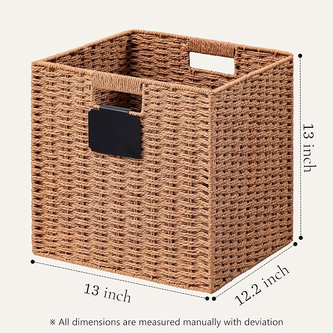 UBBCARE 2 Pack Wicker Basket, 13×13 Storage Cubes - Image 2