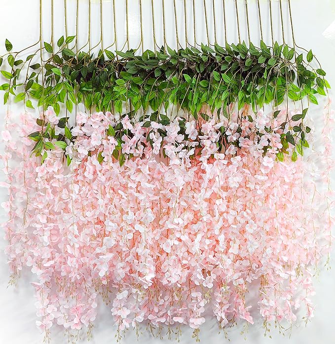 Wisteria Hanging Flowers 24 Pack Artificial Flowers Fake Wisteria Vine Rattan - Image 7