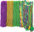 300 PCS Purple Gold Green Mardi Gras Beads Bulk, 9 Styles Beads Necklaces Assortment for Mardi Gras Decorations, Mardi Gras Beads Necklaces for Mardi Gras Parade Throws Masquerade Party Accessories