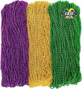 120PCS Mardi Gras Beads, 33" Beaded Necklace, Purple Gold Green Mardi Gras Accessories, Party Costume Necklaces Parade Throws Women Men Beads Bulk for Party Event Favors Supplies Decorations