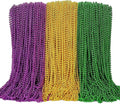 200PCS Mardi Gras Beads, Mardi Gras Green Purple Gold Metallic Beads Necklaces Accessories Bulk, Carnival Mardi Gras Beads Costumes Women Men for Parade Throws Party Decorations Favor Supplies