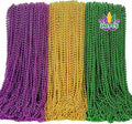 240PCS Mardi Gras Beads, Mardi Gras Beads Green Purple Gold Bulk, Metallic Round Necklaces Accessories Bulk, Necklace Costumes for Parade Throws Party Decorations Favor Supplies
