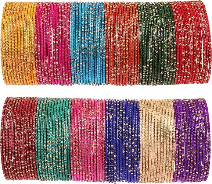 Touchstone indian bangles bracelets for women colorful churiyan set return gifts jewelry chudiya bulk pack bollywood metal bangle sets 12 textured vintage colors. Set of 144