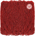 120PCS Bead Necklace, Red Mardi Gras Beads, 33 IN Mardi Gras Accessories, Party Costume Beads Parade Throws Bulk for Christmas Pirate Wedding Party Favors Supplies Decoration