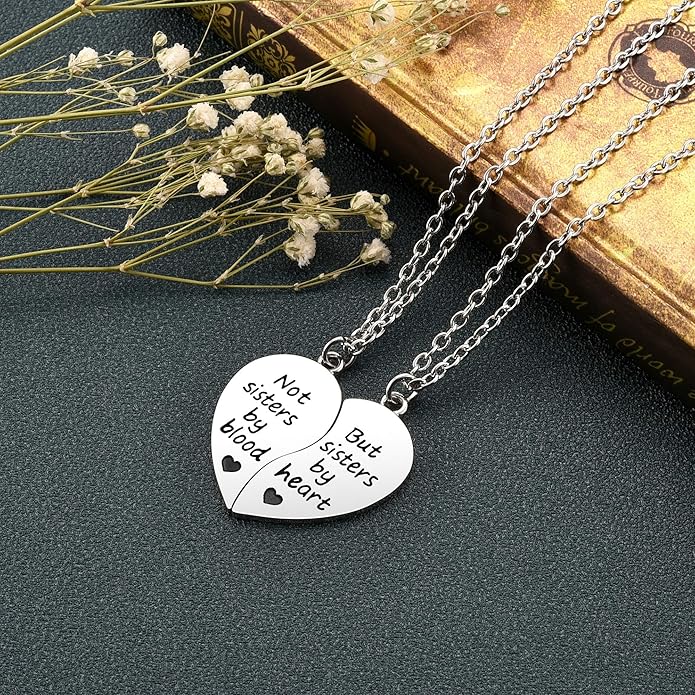 Jovivi Silver Tone Alloy BFF Necklace for 2-5 Best Friends Matching Heart Pendant Friendship Necklaces Women Jewelry Gift