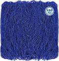 Mardi Gras Beads, 120 PCS Blue Beads Necklace, 33" Blue Bead Necklace, Mardi Gras Accessories, Parade Throws Bulk for Christmas Pirate Birthday Gender Costume Party Favors Supplies