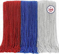 4th of July Necklace, 200PCS Independence Day Beads Toy Necklace Accessories, Fourth of July Red Blue Silver Bulk, Beads Bulk for Patriotic Parade Party Toy Celebration Favors