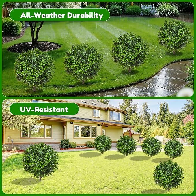 22'' Artificial Boxwood Topiary Ball Bushes, Evergreen Fake Bushes, Lifelike - Image 6