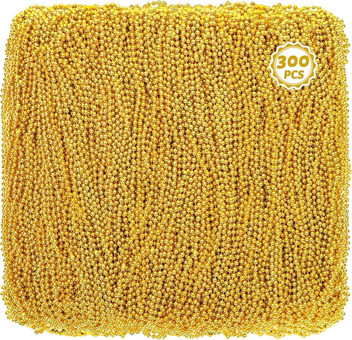 300PCS Mardi Gras Beads Bulk, Mardi Gras Beads Necklace, Parade Throw Accessories Set Decorations Party Supplies