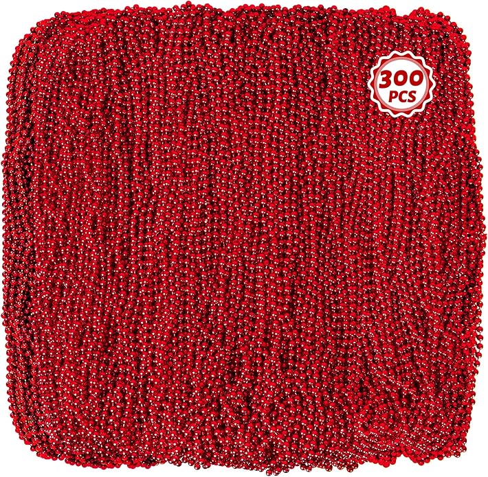 300PCS Mardi Gras Beads Bulk, Mardi Gras Beads Necklace, Parade Throw Accessories Set Decorations Party Supplies
