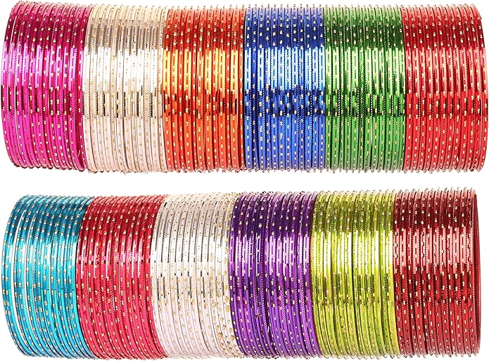 Touchstone indian bangles bracelets for women colorful churiyan set return gifts jewelry chudiya bulk pack bollywood metal bangle sets 12 textured vintage colors. Set of 144