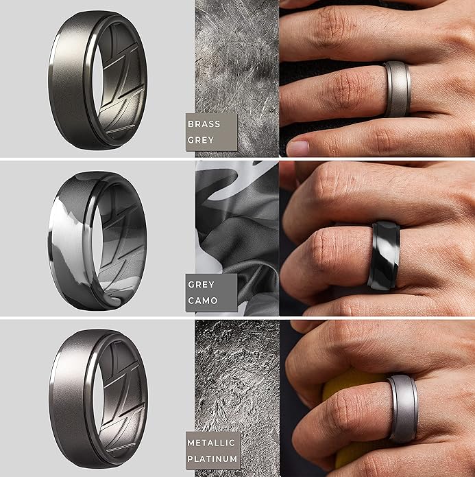 ThunderFit Men's Silicone Rings 10mm Wide 2.5mm Thick Rubber Bands, Breathable, Variety Multipack 1-10